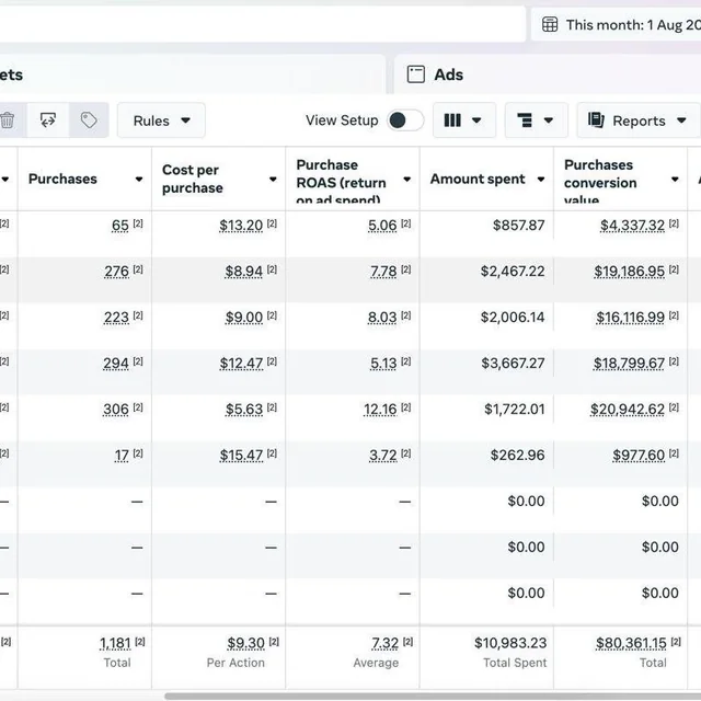Facebook Ads · ROAS 7.32x